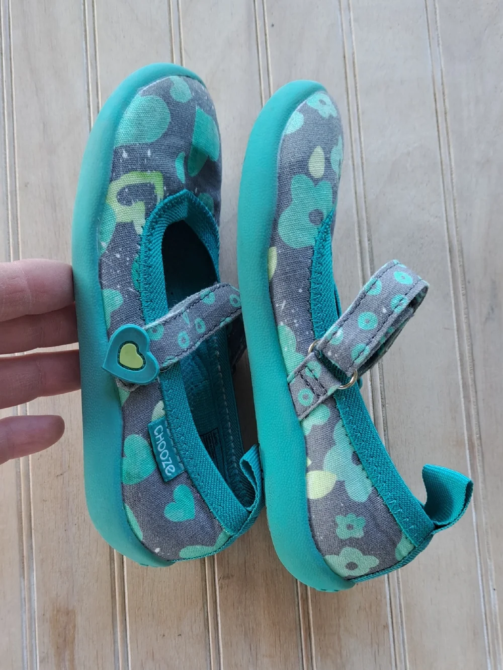 Chooze Jump Blossom Mary Jane Flats Toddler Girl Print Teal Floral Comfort Shoes